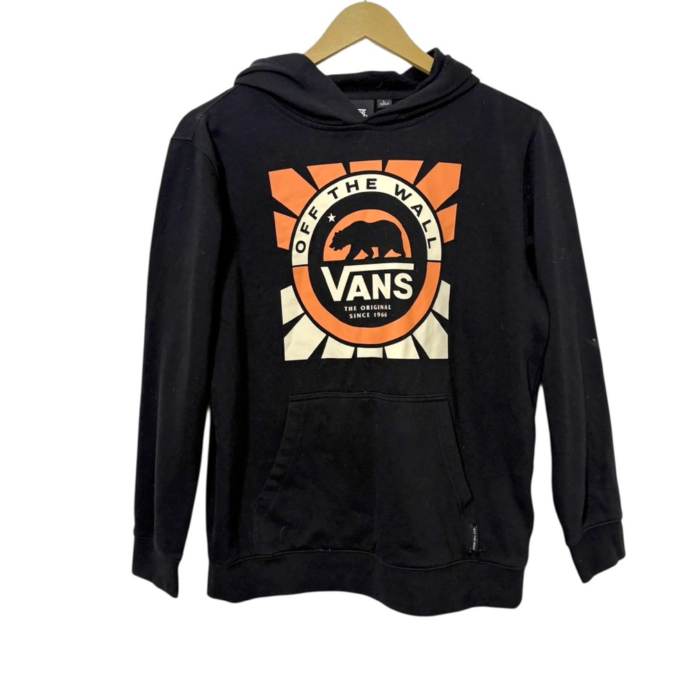 Vans Youth Size Large Black Orange Graphic Pullover Hoodie Streetwear Punk